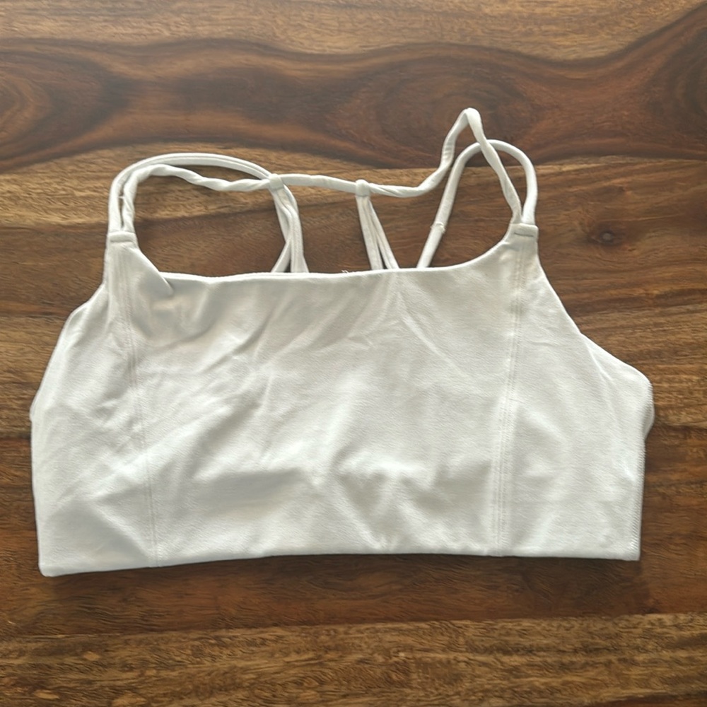 Athleta white strappy bra, size small